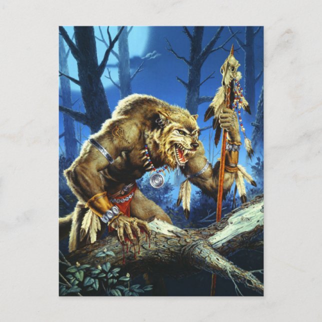 Werwolf Shaman vom Wald Postkarte (Vorderseite)