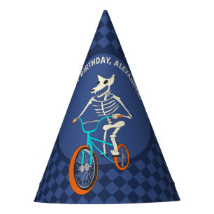 Werwolf-Skelett auf einem BMX-Fahrrad Jungen-Gebur Partyhütchen
