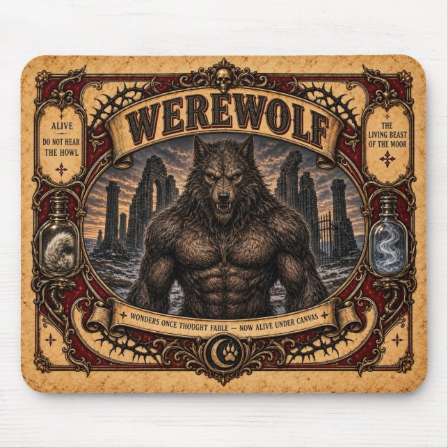 Werwolf, Vintage-Circus-Monster Mousepad (Vorne)