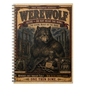 Werwolf, Vintage Zirkusmonster Notizblock