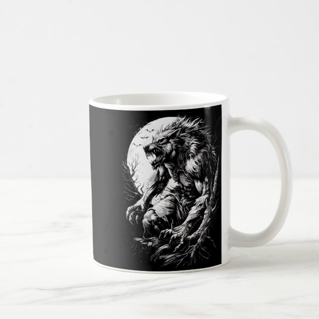 Werwolf Wolf heult bei Vollmond Kaffeetasse (Rechts)