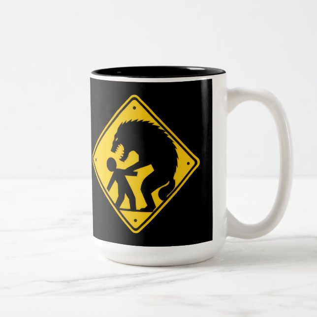 Werwölves-Straßenschild warnen Zweifarbige Tasse (Rechts)
