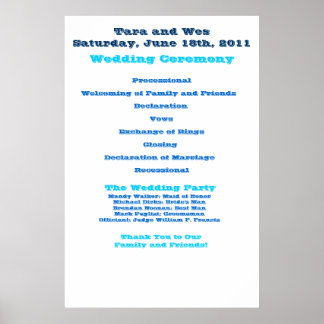 Wes and Tara Wedding Program Poster