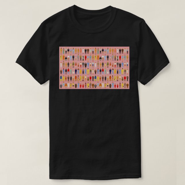 Wes Anderson Movie Characters Poster T-Shirt (Design vorne)