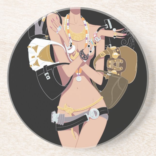 Wesensmerkmale-schwarzer Untersetzer (Vorne)