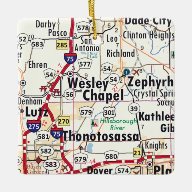 Wesley Chapel Florida Karte Keramikornament (Vorderseite)