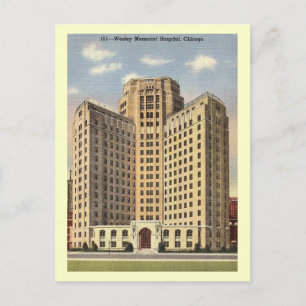 Wesley Hospital, Chicago, Illinois Vintag Postkarte