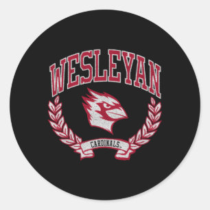 Wesleyan Kardinals Sieger Black Runder Aufkleber