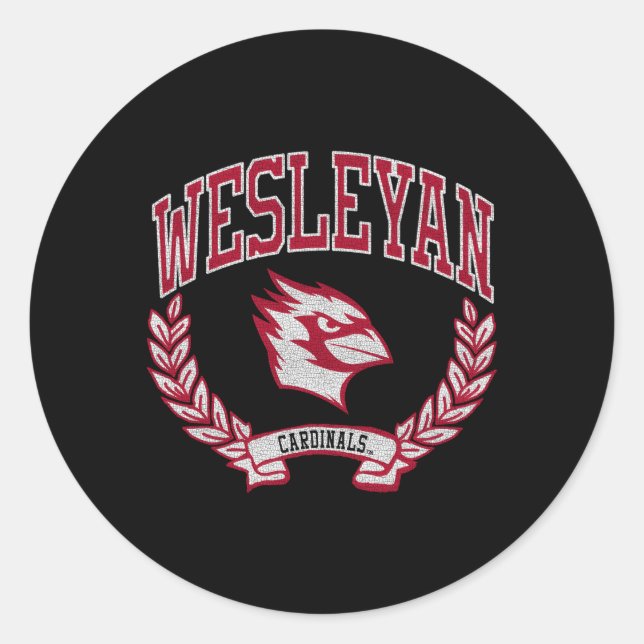 Wesleyan Kardinals Sieger Black Runder Aufkleber (Vorderseite)