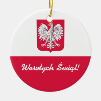 Wesołych Świąt frohe Weihnachten auf Polnisch Keramikornament
