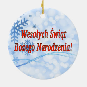 Wesołych Świąt ...! Frohe Weihnachten in Polnisch  Keramikornament