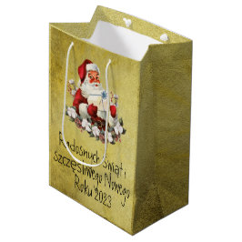 Wesołych Świąt Frohe Weihnachten in polnischem Gol Mittlere Geschenktüte