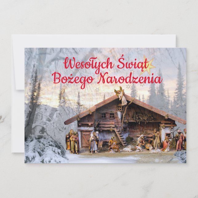 Wesołych świąt Katholische Weihnachtskarte auf Pol Ankündigung (Vorderseite)