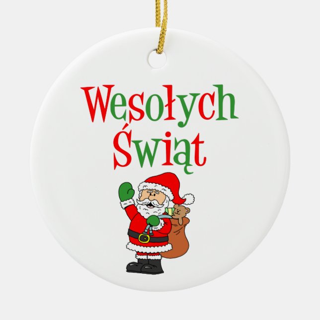 Wesolych Swiat Polnische Weihnachtsfeier Keramik O Ornament (Vorne)