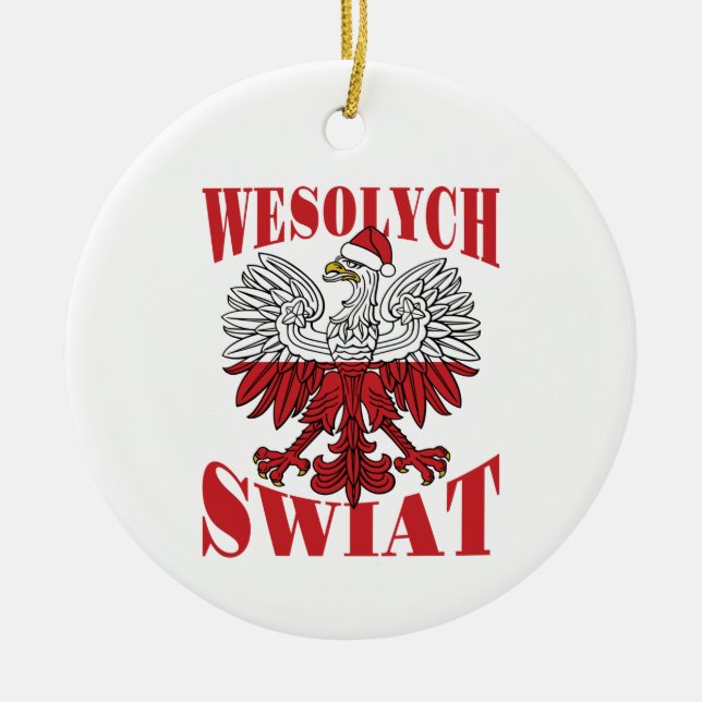 Wesolych Swiat Polnischer Weihnachtsadler Weihnach Keramik Ornament (Vorne)