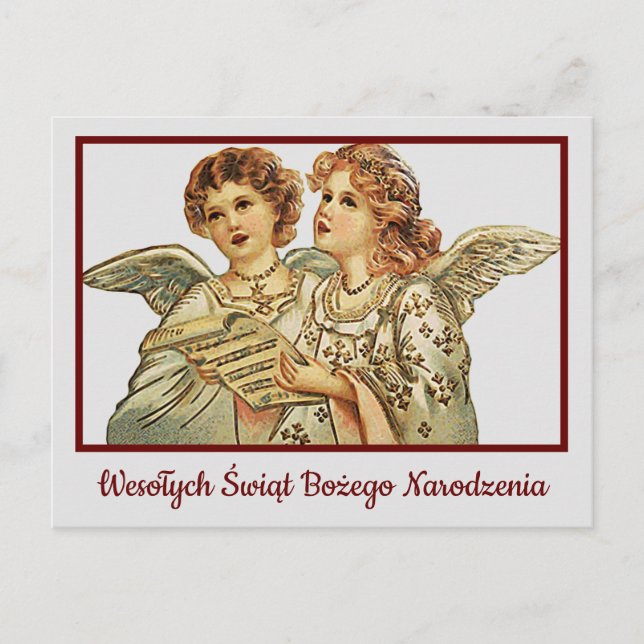 Wesołych Świąt Retro Frohe Weihnachtskarte Polnisc Postkarte (Vorderseite)