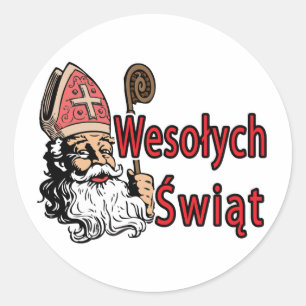 Wesolych Swiat Sankt Nikolaus Runder Aufkleber