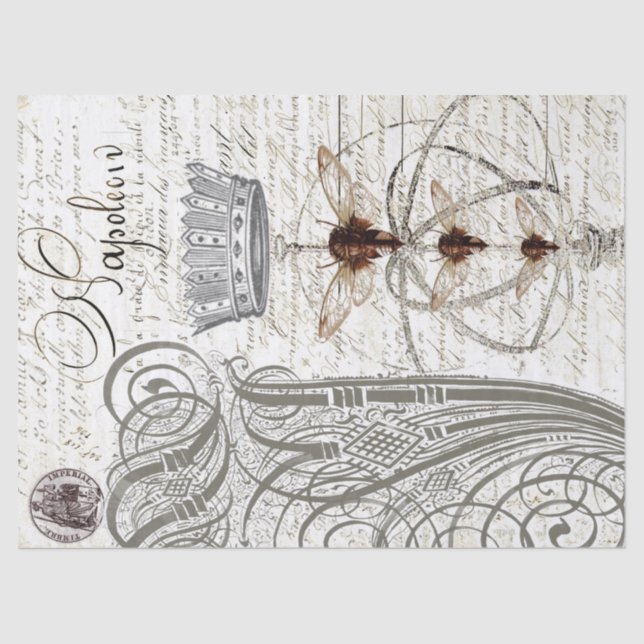 Wespe-Eintagsfliege-Skript Decoupage Gewebe Seidenpapier (Vorderseite)