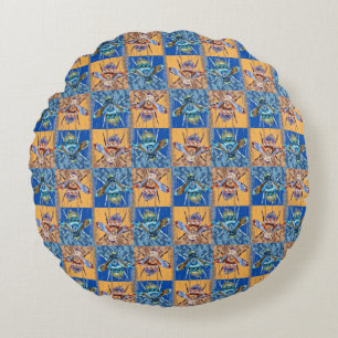 Wespen-Patchwork-Textilmuster Rundes Kissen