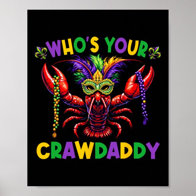 Wessen Crawdaddy Crawfish Jester Maskenperlen Mar Poster (Vorne)