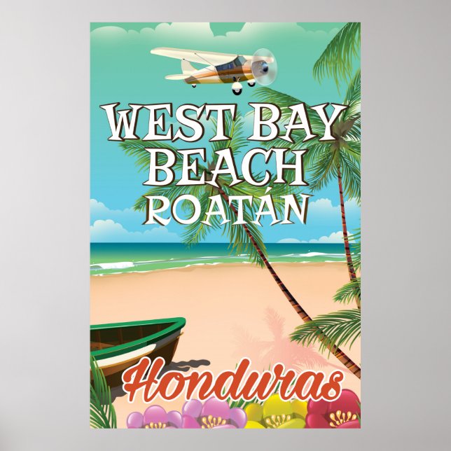 West Bay Beach, Roatán Honduras Reiseplakat Poster (Vorne)