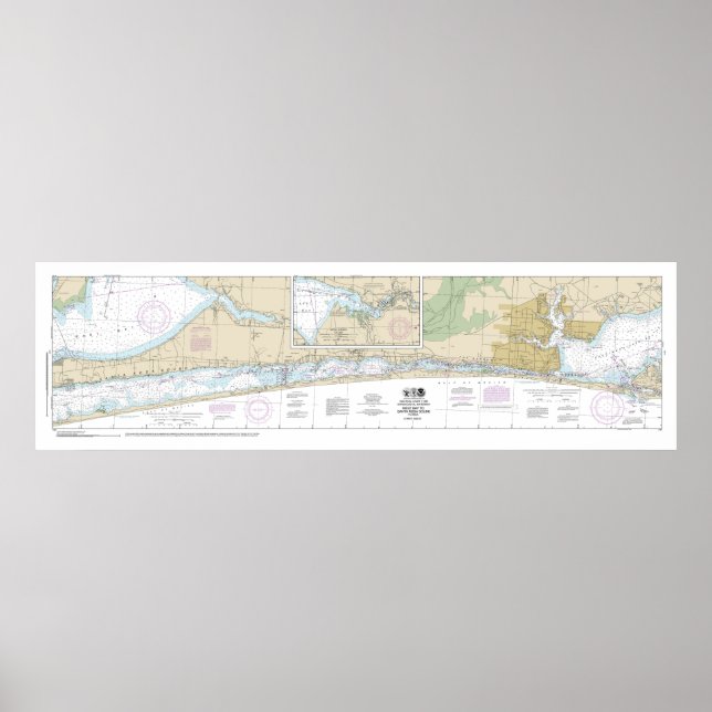 West Bay bis Santa Rosa Side B Wasserkarte 1385 Poster (Vorne)