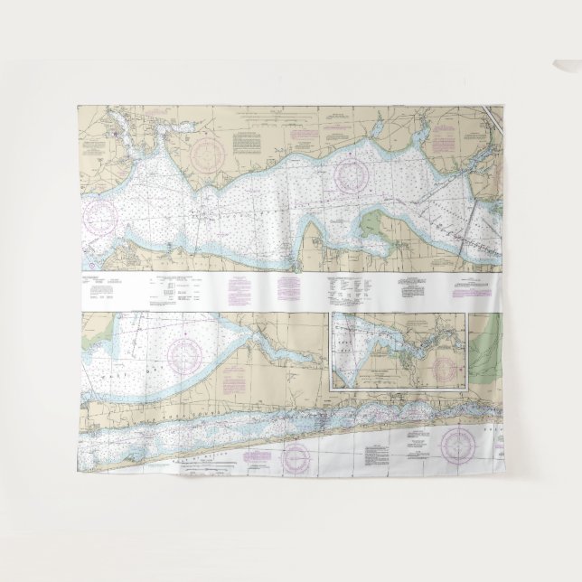 West Bay bis Santa Rosa Wasserkarte 11385 Wandteppich (Vorderseite (Horizontal))