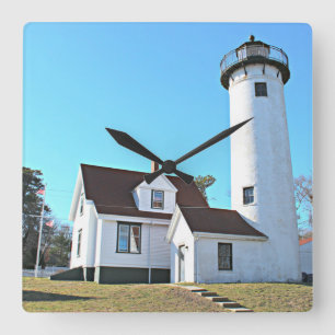 West Chop Lighthouse, Marthas Vineyard MA Clock Quadratische Wanduhr