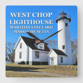 West Chop Lighthouse, Marthas Vineyard MA Clock Quadratische Wanduhr