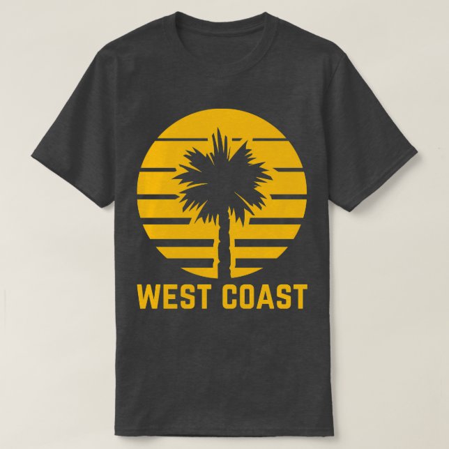 West Coast Palm Golden Yellow California TShirt (Design devant)