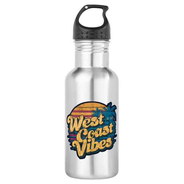 West Coast Vibes Edelstahlflasche (Vorderseite)