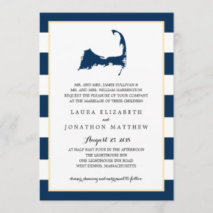 West Dennis Cape Cod Map mit Herz Hochzeit Einladung