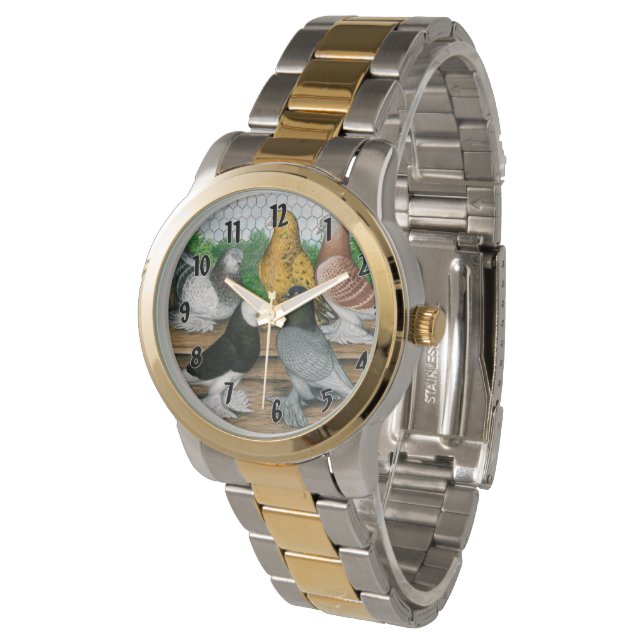 West-England Tumbler-Tauben Armbanduhr (Schrägansicht)