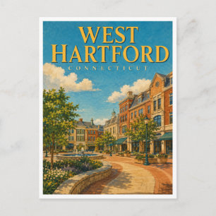 West Hartford Connecticut Blue Back GeoSaga Postkarte