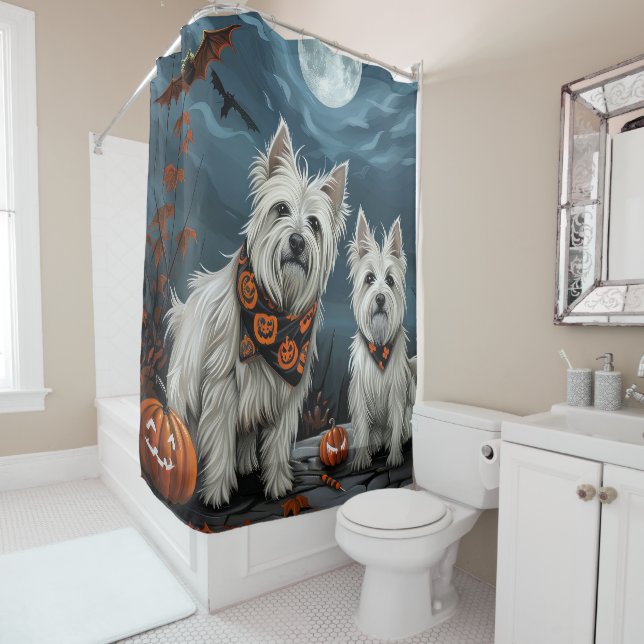 West Highland Halloween Spooky Duschvorhang (Beispiel)