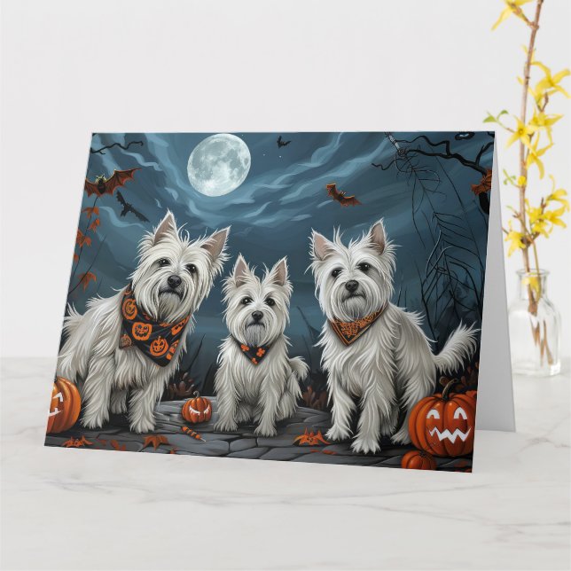 West Highland Halloween Spooky Karte (Gelbe Blume)