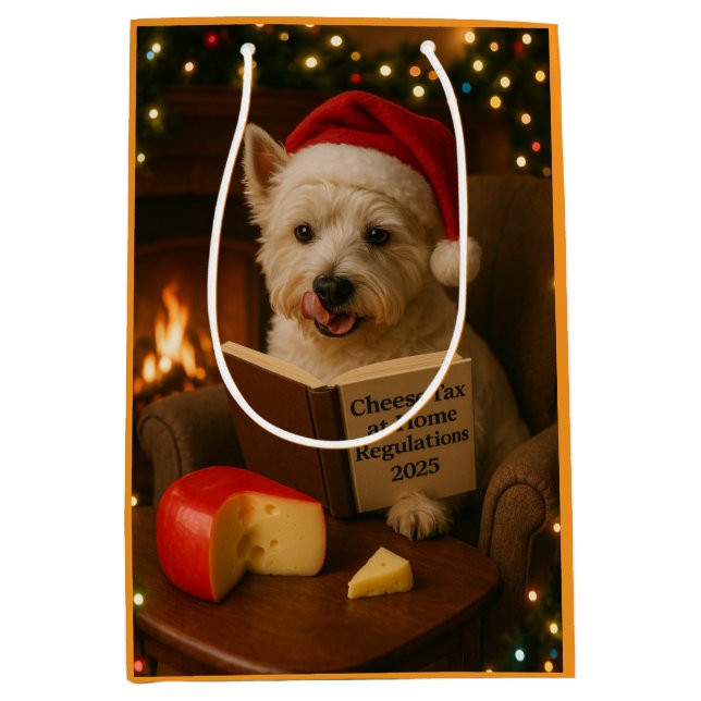 West highland Terrier Christmas gift bag Mittlere Geschenktüte (Vorderseite)