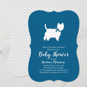West Highland Terrier Dog Baby Shower Blue Boy Einladung