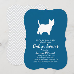 West Highland Terrier Dog Baby Shower Blue Boy Einladung