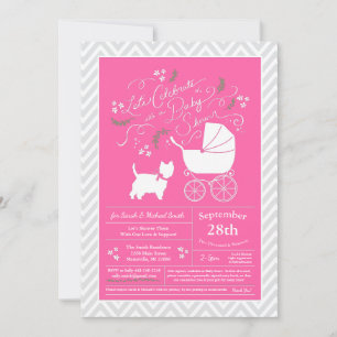 West Highland Terrier Dog Babydusche Pink Girl Einladung