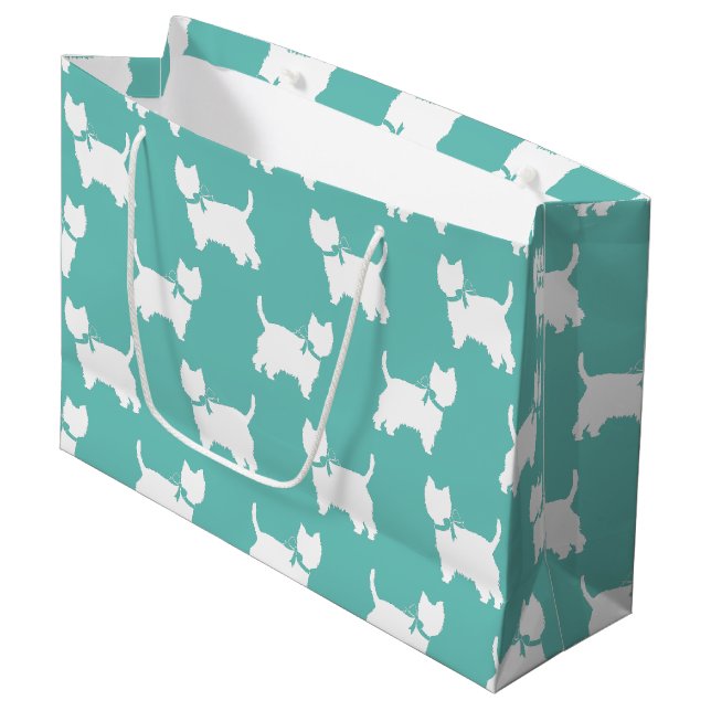 West Highland Terrier Dog Puppy Westie Große Geschenktüte (Vorderseite Schrägansicht)