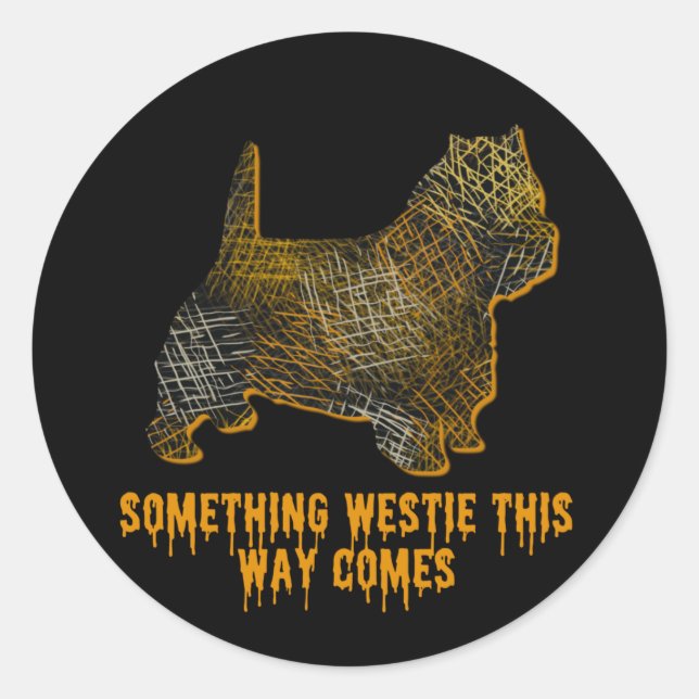 West Highland Terrier Dog Silhouette Fun Halloween Runder Aufkleber (Vorderseite)