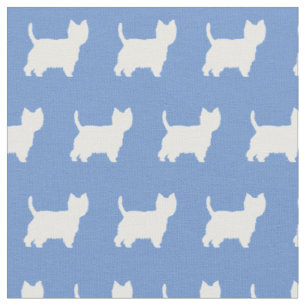 West Highland Terrier Dog Silhouette Light Blue Stoff