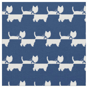 West Highland Terrier Dog Silhouette Pet Navy Blue Stoff
