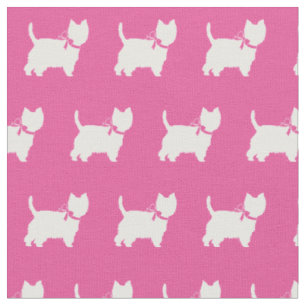 West Highland Terrier Dog Silhouette Pet Pink Stoff