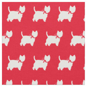 West Highland Terrier Dog Silhouette Red Stoff