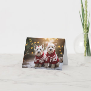 West Highland Terrier Dogs Weihnachtskarte Karte