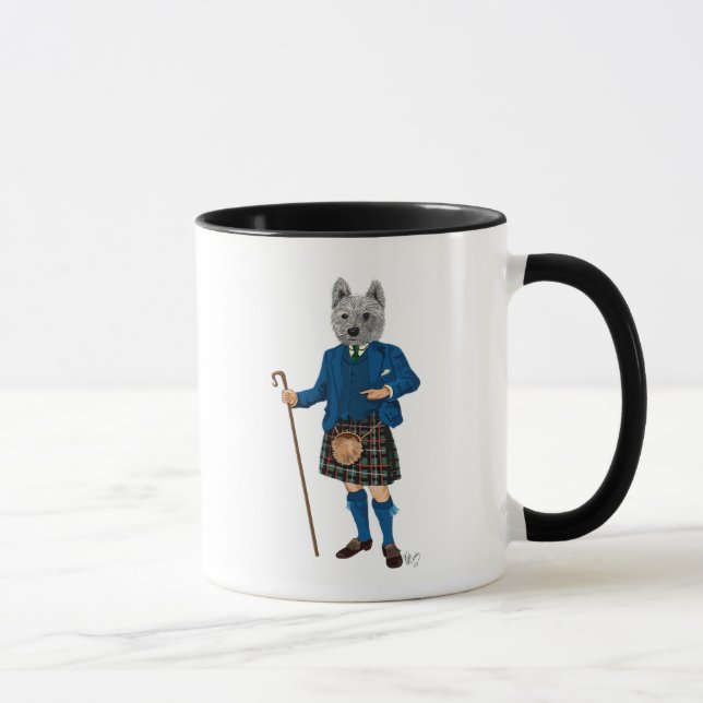 West Highland Terrier in Kilt 3 Tasse (Rechts)