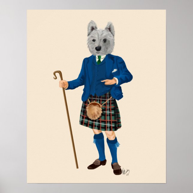 West Highland Terrier in Kilt Poster (Vorne)