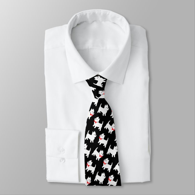 West Highland Terrier in Red Bowties Funny Krawatte (Gebunden)